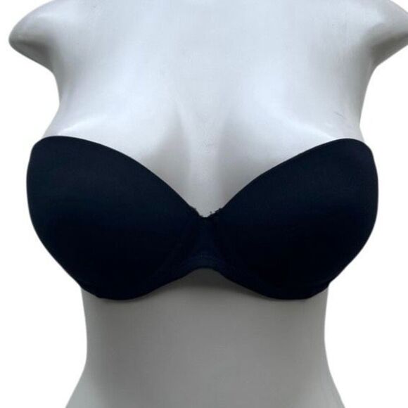 Calvin Klein Perfectly Fit Strapless Push-up Bra Women's Sz 34B Black Underwire - Picture 2 of 8